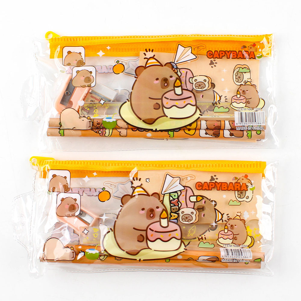 333A] 1500 팬시피아 카피바라 지퍼백 문구세트
